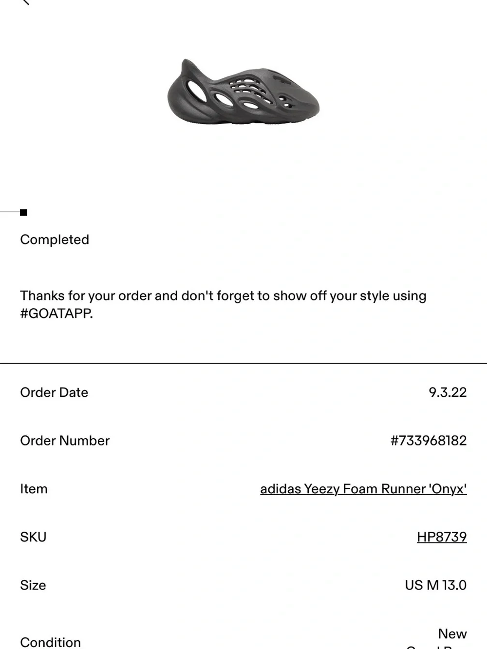 2022 Adidas Yeezy Foam Runner “Onyx”